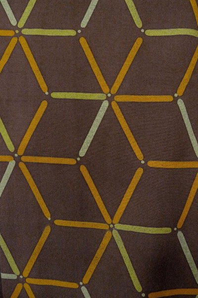 画像5: P0123T 女性用 羽織   シルク（正絹） 茶色,  麻の葉 【中古】【USED】【リサイクル】 ★★★☆☆【P0123T】 (5)