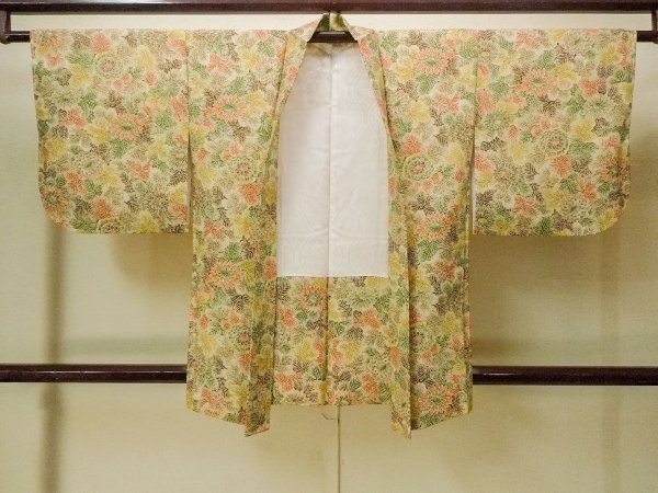 画像1: P0123V 女性用 羽織   シルク（正絹） マルチカラー,  花 【中古】【USED】【リサイクル】 ★★★★☆【P0123V】 (1)