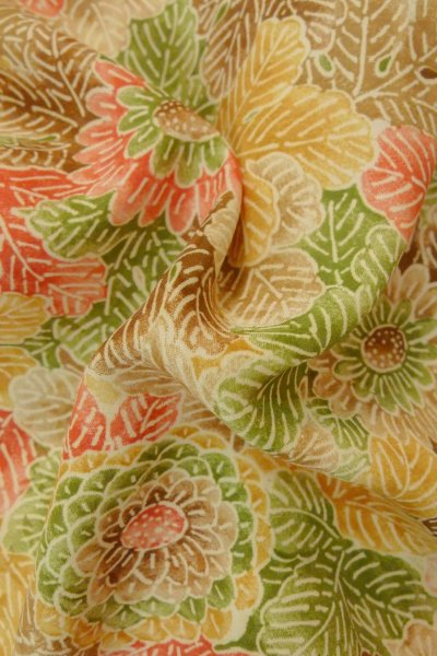 画像11: P0123V 女性用 羽織   シルク（正絹） マルチカラー,  花 【中古】【USED】【リサイクル】 ★★★★☆【P0123V】 (11)