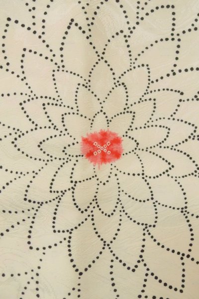 画像6: P0123W 女性用 羽織   化繊 白,  菊 【中古】【USED】【リサイクル】 ★★★★☆【P0123W】 (6)