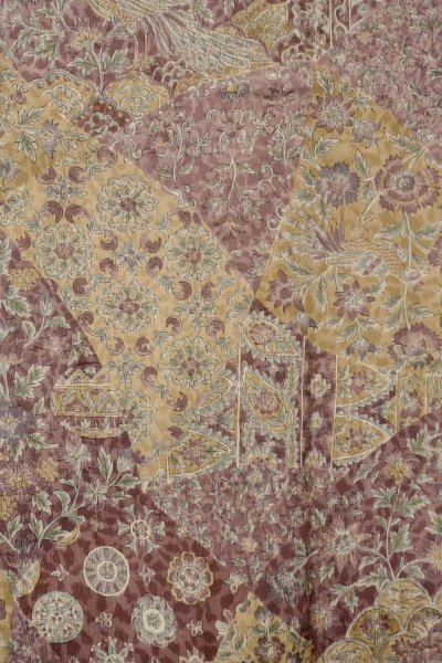 画像4: P0123Y 女性用 羽織   シルク（正絹） 赤み紫色,  鳳凰 【中古】【USED】【リサイクル】 ★★★★☆【P0123Y】 (4)