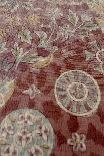 画像9: P0123Y 女性用 羽織   シルク（正絹） 赤み紫色,  鳳凰 【中古】【USED】【リサイクル】 ★★★★☆【P0123Y】 (9)