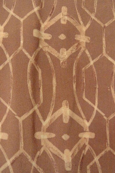画像6: P0123Z 女性用 羽織   シルク（正絹） 淡い茶色,  抽象的模様 【中古】【USED】【リサイクル】 ★★★★☆【P0123Z】 (6)