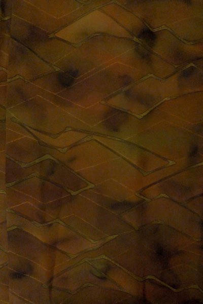 画像4: P0124C 女性用 羽織   シルク（正絹） 深い茶色,  抽象的模様 【中古】【USED】【リサイクル】 ★★★★☆【P0124C】 (4)