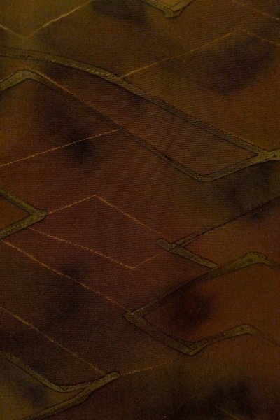 画像6: P0124C 女性用 羽織   シルク（正絹） 深い茶色,  抽象的模様 【中古】【USED】【リサイクル】 ★★★★☆【P0124C】 (6)