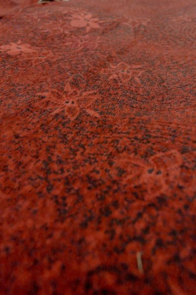 画像10: P0124E 女性用 羽織   シルク（正絹） 深い赤色,  花 【中古】【USED】【リサイクル】 ★★★★☆【P0124E】 (10)