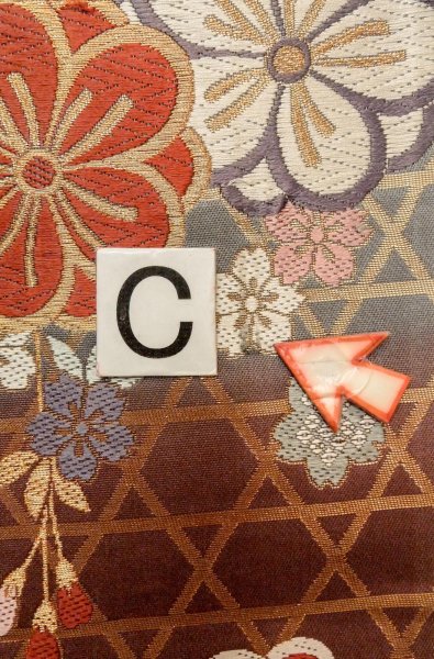 画像14: P0206B 袋帯 女性用着物 シルク（正絹） 光沢のある 灰色がかった マルチカラー 桜 【中古】 【USED】 【リサイクル】 ★★★☆☆ (14)