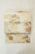 画像2: P0206C 袋帯 女性用着物 シルク（正絹）   オフ　ホワイト 花丸文 【中古】 【USED】 【リサイクル】 ★★★☆☆ (2)