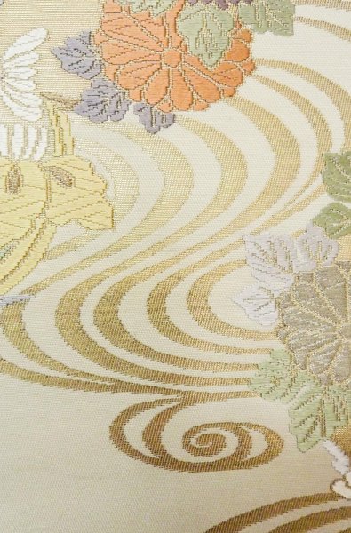 画像7: P0206C 袋帯 女性用着物 シルク（正絹）   オフ　ホワイト 花丸文 【中古】 【USED】 【リサイクル】 ★★★☆☆ (7)