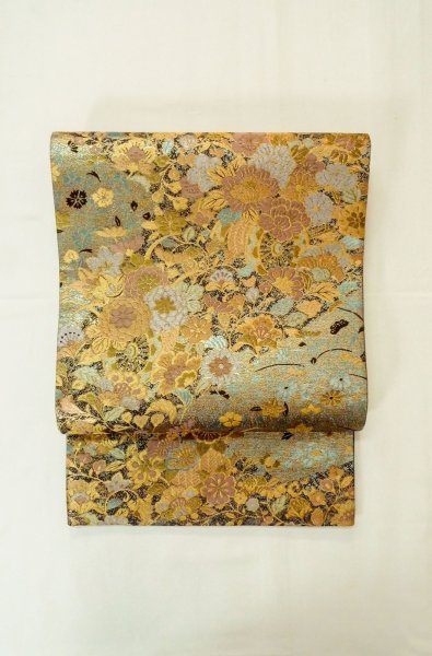 画像2: P0206D 袋帯 女性用着物 シルク（正絹）  光沢のある マルチカラー 桜 【中古】 【USED】 【リサイクル】 ★★★★☆ (2)