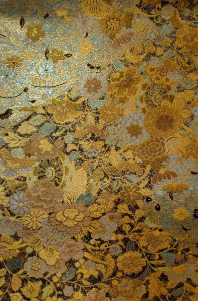 画像3: P0206D 袋帯 女性用着物 シルク（正絹）  光沢のある マルチカラー 桜 【中古】 【USED】 【リサイクル】 ★★★★☆ (3)