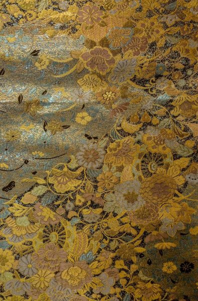 画像4: P0206D 袋帯 女性用着物 シルク（正絹）  光沢のある マルチカラー 桜 【中古】 【USED】 【リサイクル】 ★★★★☆ (4)