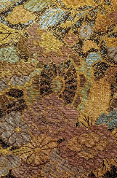 画像7: P0206D 袋帯 女性用着物 シルク（正絹）  光沢のある マルチカラー 桜 【中古】 【USED】 【リサイクル】 ★★★★☆ (7)