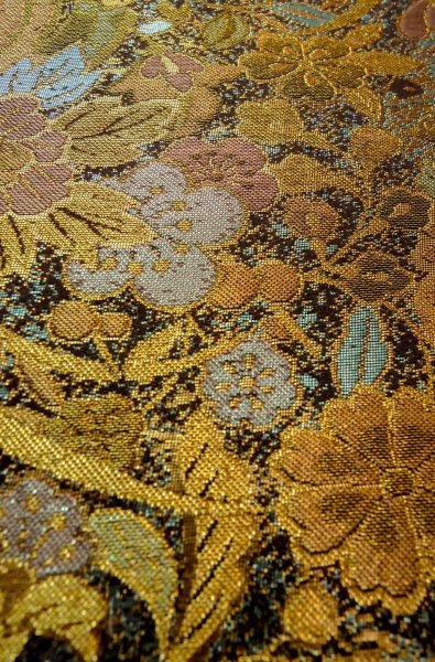 画像10: P0206D 袋帯 女性用着物 シルク（正絹）  光沢のある マルチカラー 桜 【中古】 【USED】 【リサイクル】 ★★★★☆ (10)