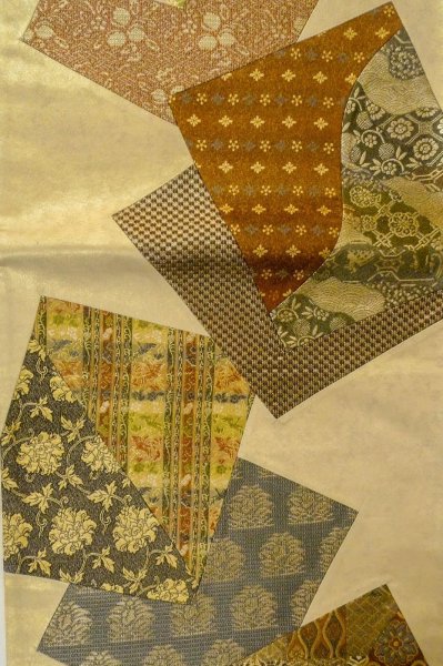画像4: P0206G 袋帯 女性用着物 シルク（正絹）  淡い マルチカラー ぼたん 【中古】 【USED】 【リサイクル】 ★★★★☆ (4)
