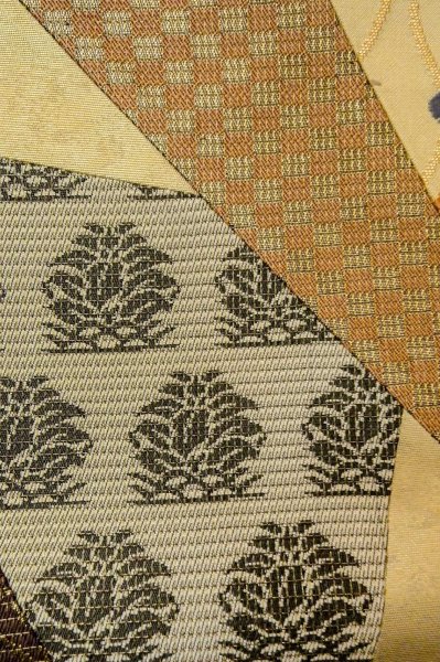 画像6: P0206G 袋帯 女性用着物 シルク（正絹）  淡い マルチカラー ぼたん 【中古】 【USED】 【リサイクル】 ★★★★☆ (6)