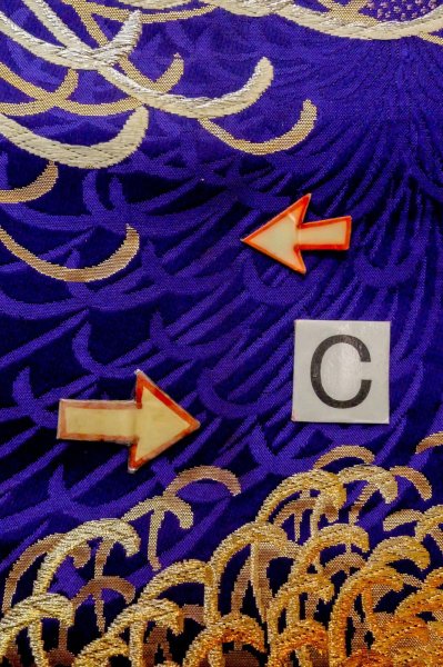 画像14: P0206I 袋帯 女性用着物 シルク（正絹）  鮮やか 紫色 菊 【中古】 【USED】 【リサイクル】 ★★★☆☆ (14)