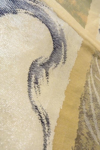 画像10: P0206J 袋帯 女性用着物 シルク（正絹）  薄い オフ　ホワイト 梅 【中古】 【USED】 【リサイクル】 ★★★☆☆ (10)