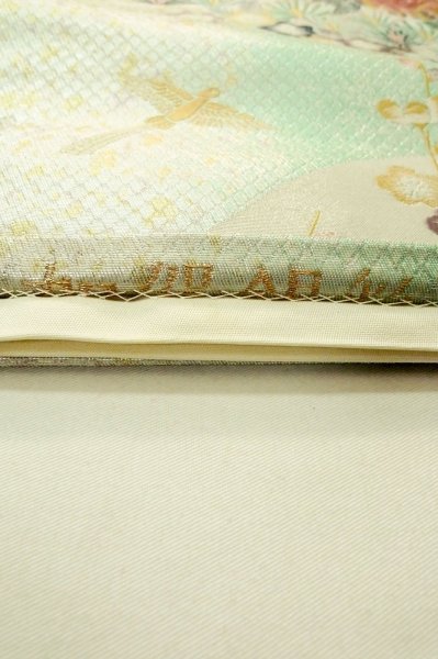 画像3: P0206K 袋帯 女性用着物 シルク（正絹）  光沢のある オフ　ホワイト 花 【中古】 【USED】 【リサイクル】 ★★★★☆ (3)
