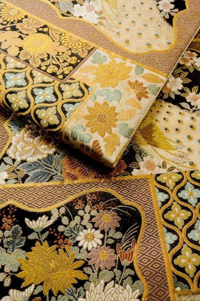 画像12: P0206L 袋帯 女性用着物 シルク（正絹）   白 桜 薄い【中古】 【USED】 【リサイクル】 ★★★★☆ (12)