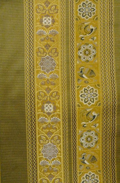 画像3: P0206O 袋帯 女性用着物 シルク（正絹）  深い オリーブ 鳳凰 【中古】 【USED】 【リサイクル】 ★★★★☆ (3)