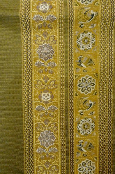 画像4: P0206O 袋帯 女性用着物 シルク（正絹）  深い オリーブ 鳳凰 【中古】 【USED】 【リサイクル】 ★★★★☆ (4)