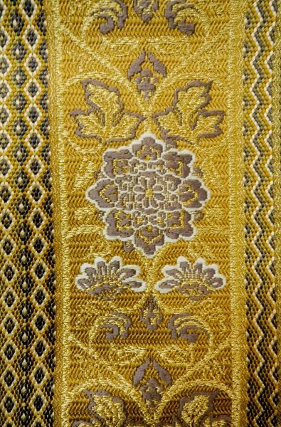 画像5: P0206O 袋帯 女性用着物 シルク（正絹）  深い オリーブ 鳳凰 【中古】 【USED】 【リサイクル】 ★★★★☆ (5)