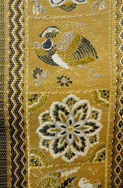 画像6: P0206O 袋帯 女性用着物 シルク（正絹）  深い オリーブ 鳳凰 【中古】 【USED】 【リサイクル】 ★★★★☆ (6)