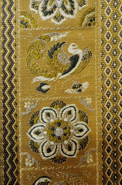 画像7: P0206O 袋帯 女性用着物 シルク（正絹）  深い オリーブ 鳳凰 【中古】 【USED】 【リサイクル】 ★★★★☆ (7)