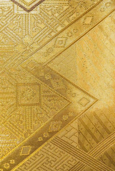 画像7: P0206Q 袋帯 女性用着物 シルク（正絹）  光沢のある 金色 菊 【中古】 【USED】 【リサイクル】 ★★★☆☆ (7)