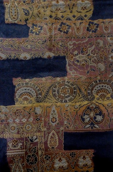 画像4: P0206W 袋帯 女性用着物 シルク（正絹）  深い 藍 唐花 【中古】 【USED】 【リサイクル】 ★★★☆☆ (4)