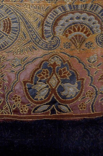 画像5: P0206W 袋帯 女性用着物 シルク（正絹）  深い 藍 唐花 【中古】 【USED】 【リサイクル】 ★★★☆☆ (5)