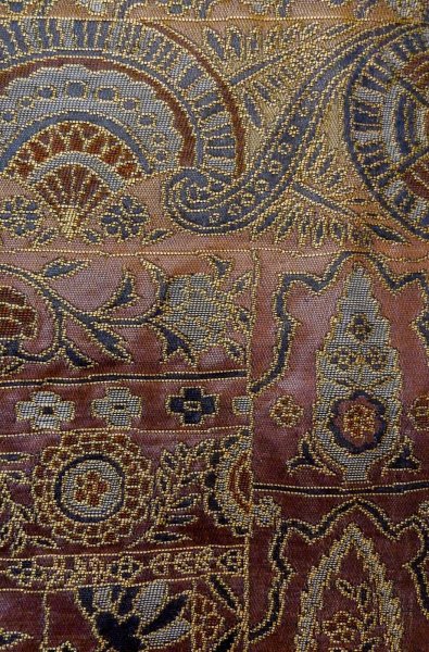 画像6: P0206W 袋帯 女性用着物 シルク（正絹）  深い 藍 唐花 【中古】 【USED】 【リサイクル】 ★★★☆☆ (6)