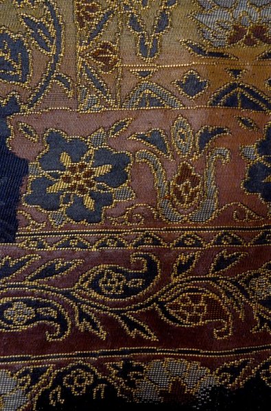 画像7: P0206W 袋帯 女性用着物 シルク（正絹）  深い 藍 唐花 【中古】 【USED】 【リサイクル】 ★★★☆☆ (7)