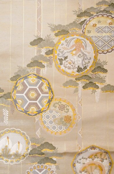 画像5: P0206X 丸帯 女性用着物 シルク（正絹）  淡い 藤色 桜 【中古】 【USED】 【リサイクル】 ★★★★☆ (5)