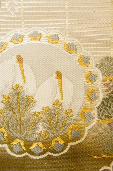 画像9: P0206X 丸帯 女性用着物 シルク（正絹）  淡い 藤色 桜 【中古】 【USED】 【リサイクル】 ★★★★☆ (9)