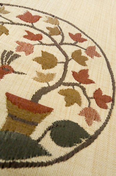 画像10: P0206Y 袋帯 女性用着物 シルク（正絹）  淡い アイボリー 花 【中古】 【USED】 【リサイクル】 ★★★★☆ (10)