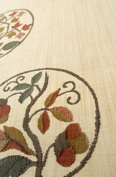 画像11: P0206Y 袋帯 女性用着物 シルク（正絹）  淡い アイボリー 花 【中古】 【USED】 【リサイクル】 ★★★★☆ (11)