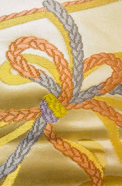 画像7: P0207C 袋帯 女性用着物 シルク（正絹）  光沢のある 金色 花 【中古】 【USED】 【リサイクル】 ★★★★☆ (7)