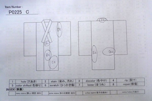 画像12: P0225C 女性用 小紋   シルク（正絹） 淡い灰色がかったマルチカラー,  菊 【中古】【USED】【リサイクル】 ★★☆☆☆【P0225C】 (12)