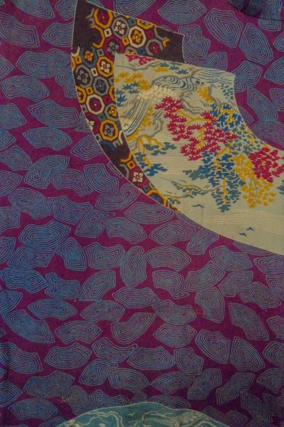 画像3: P0312C 女性用 羽織   シルク（正絹） 深い紫色,  もみじ 【中古】【USED】【リサイクル】 【P0312C】 (3)