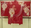 画像2: P0312F 女性用 羽織   シルク（正絹） 深い赤色,  菊 【中古】【USED】【リサイクル】 ★★★☆☆【P0312F】 (2)