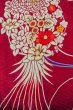 画像5: P0312F 女性用 羽織   シルク（正絹） 深い赤色,  菊 【中古】【USED】【リサイクル】 ★★★☆☆【P0312F】 (5)