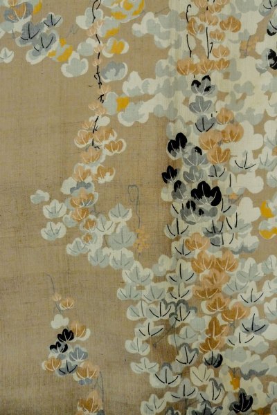 画像4: P0312G 女性用 羽織   シルク（正絹） 灰色がかった茶色,  つた 【中古】【USED】【リサイクル】 ★★☆☆☆【P0312G】 (4)