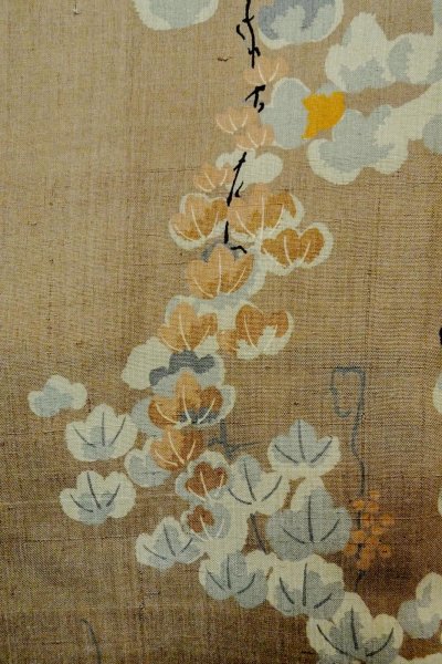 画像7: P0312G 女性用 羽織   シルク（正絹） 灰色がかった茶色,  つた 【中古】【USED】【リサイクル】 ★★☆☆☆【P0312G】 (7)