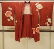 画像1: P0312I 女性用 羽織   シルク（正絹） 深い赤色,  梅 【中古】【USED】【リサイクル】 ★★☆☆☆【P0312I】 (1)