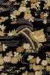 画像4: P0312J 女性用 羽織   シルク（正絹） 黒,  菊 【中古】【USED】【リサイクル】 ★★☆☆☆【P0312J】 (4)