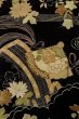 画像5: P0312J 女性用 羽織   シルク（正絹） 黒,  菊 【中古】【USED】【リサイクル】 ★★☆☆☆【P0312J】 (5)