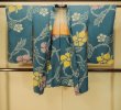 画像1: P0312L 女性用 羽織   シルク（正絹） 深い水色,  花 【中古】【USED】【リサイクル】 ★★☆☆☆【P0312L】 (1)
