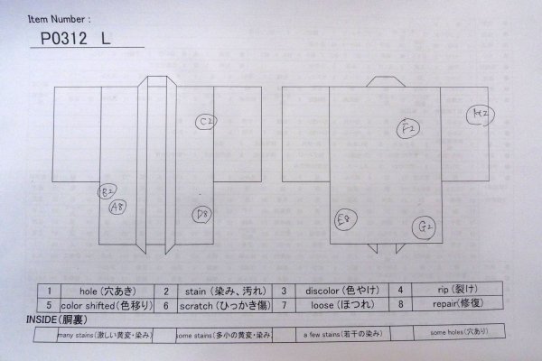画像13: P0312L 女性用 羽織   シルク（正絹） 深い水色,  花 【中古】【USED】【リサイクル】 ★★☆☆☆【P0312L】 (13)